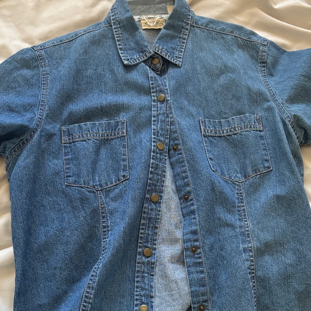 St. John's Bay Women's Blue Denim Button-Front Shirt